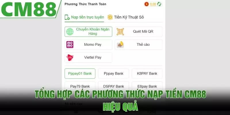 Tổng hợp các phương thức nạp tiền CM88 hiệu quả